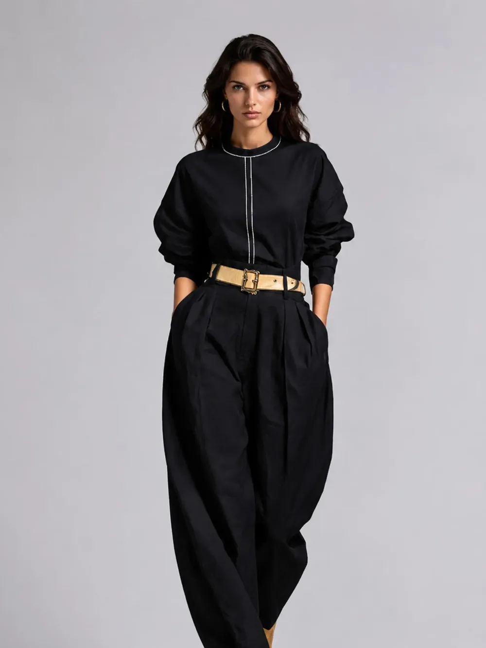 Brooklyn Simple Style Loose Long-sleeved Two Piece Set
