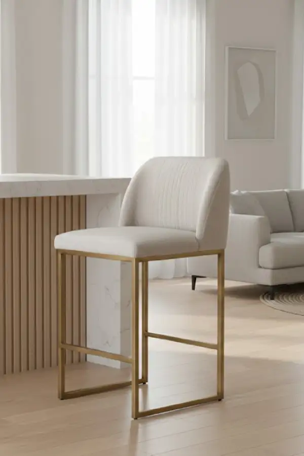 Ruched-Back Fabric Counter Stool