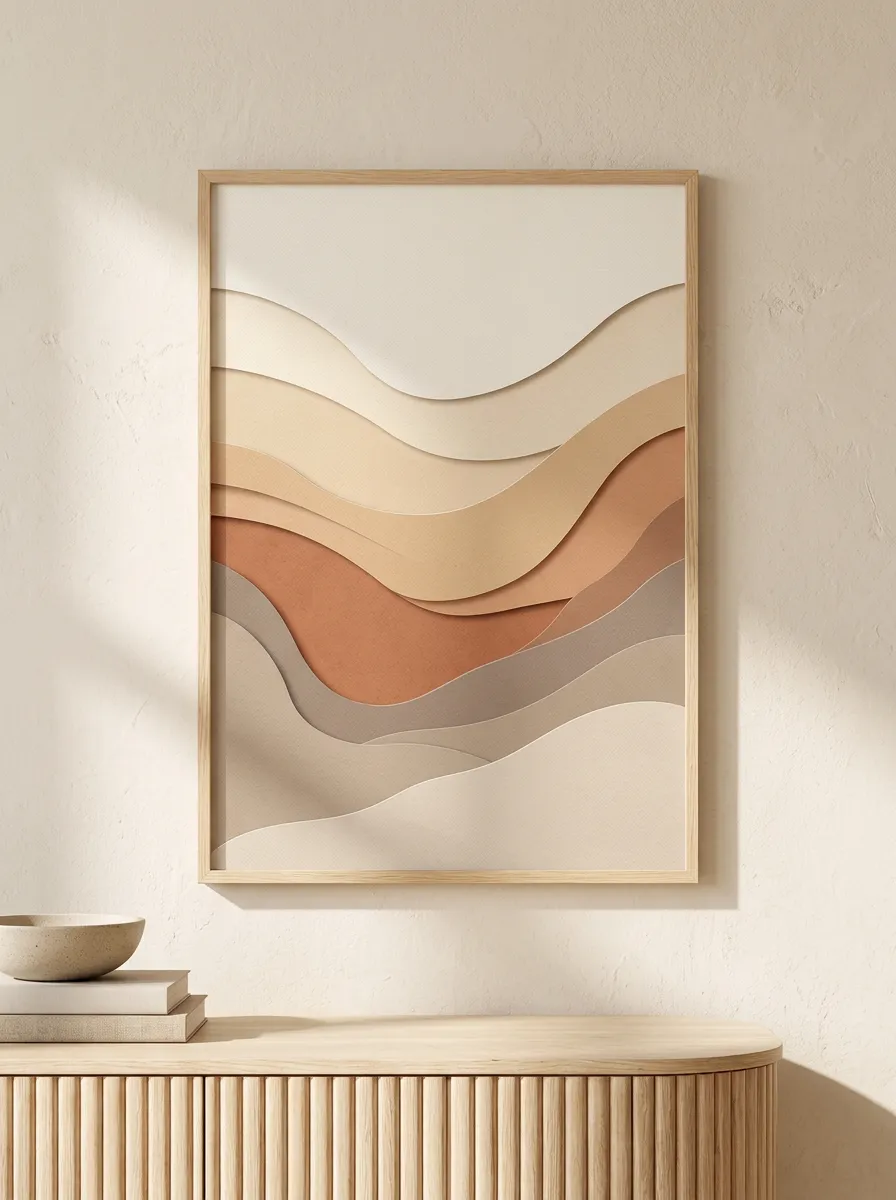 Minimalist Abstract Layered Wave Printed Wall Art