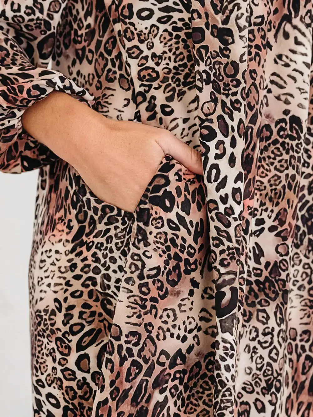 Animal Print Ruffle Long Sleeve Mini Dress