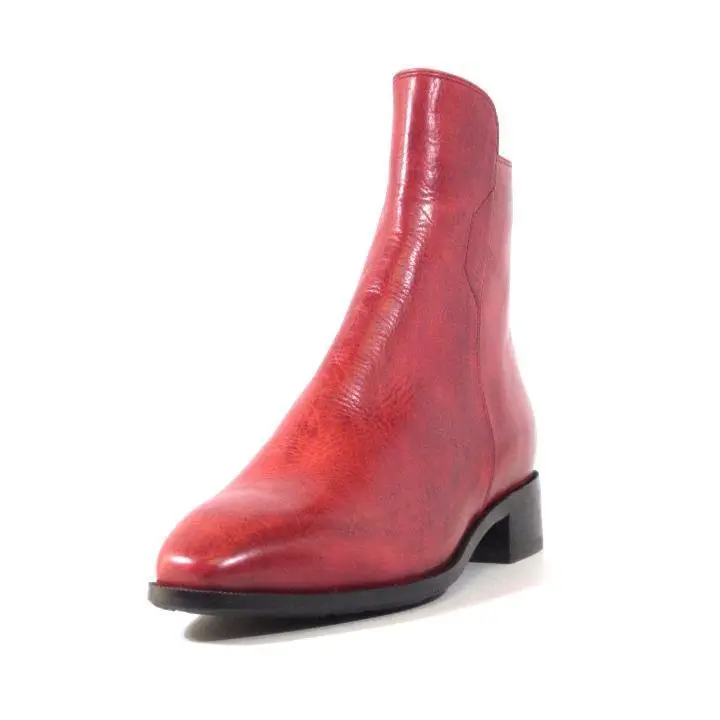 Leather Pointed Toe Chelsea Ankle Boots
