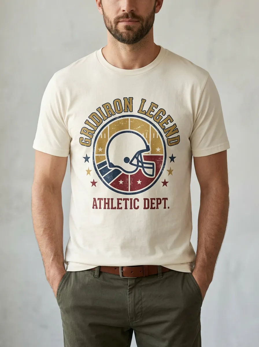 Men's Football Lover Gridiron Legend Helmet Graphic T-shirt