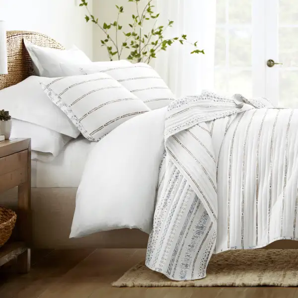 Stripe Reversible Quilted Coverlet Set