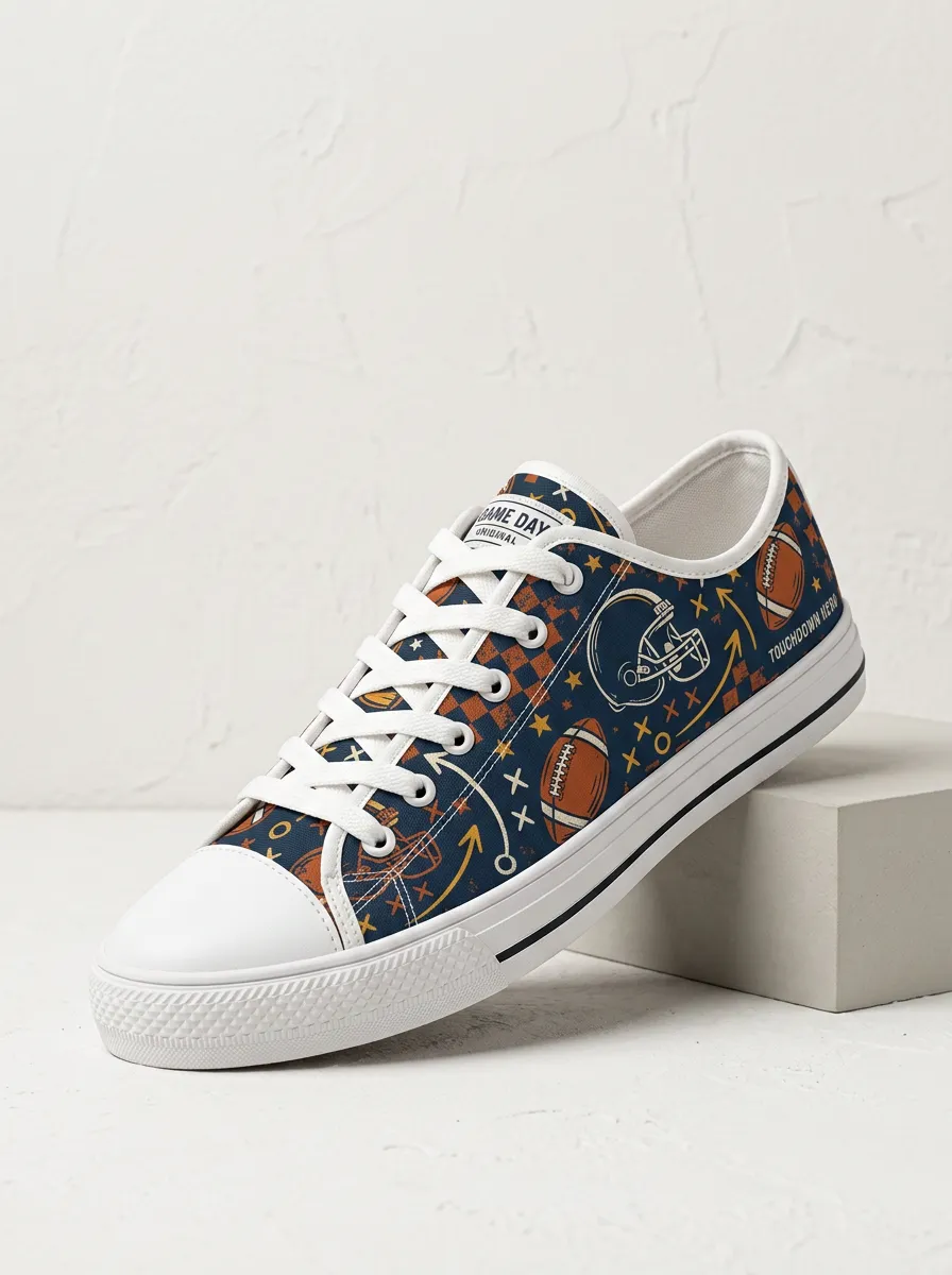 Everyday Unisex American Football Fan Touchdown Helmet Printed Sneakers