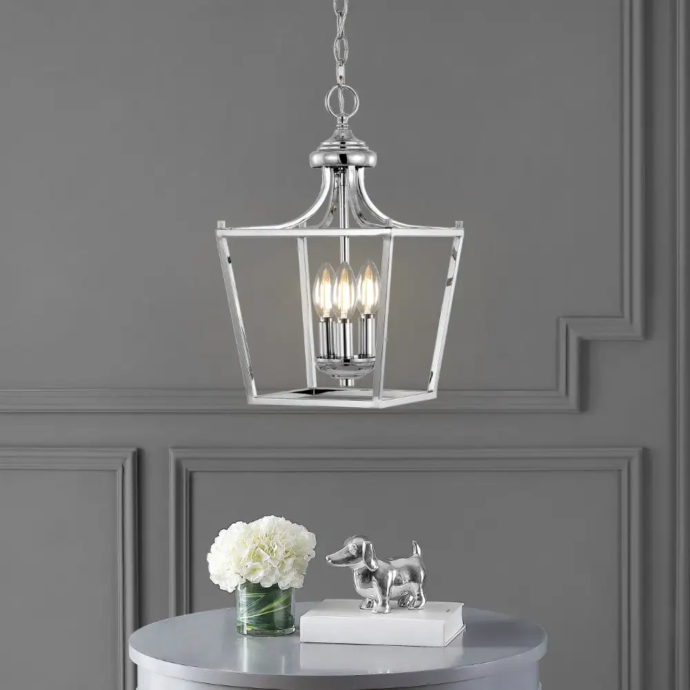 Triple-Light Iron Classic Midcentury Pendant Lantern