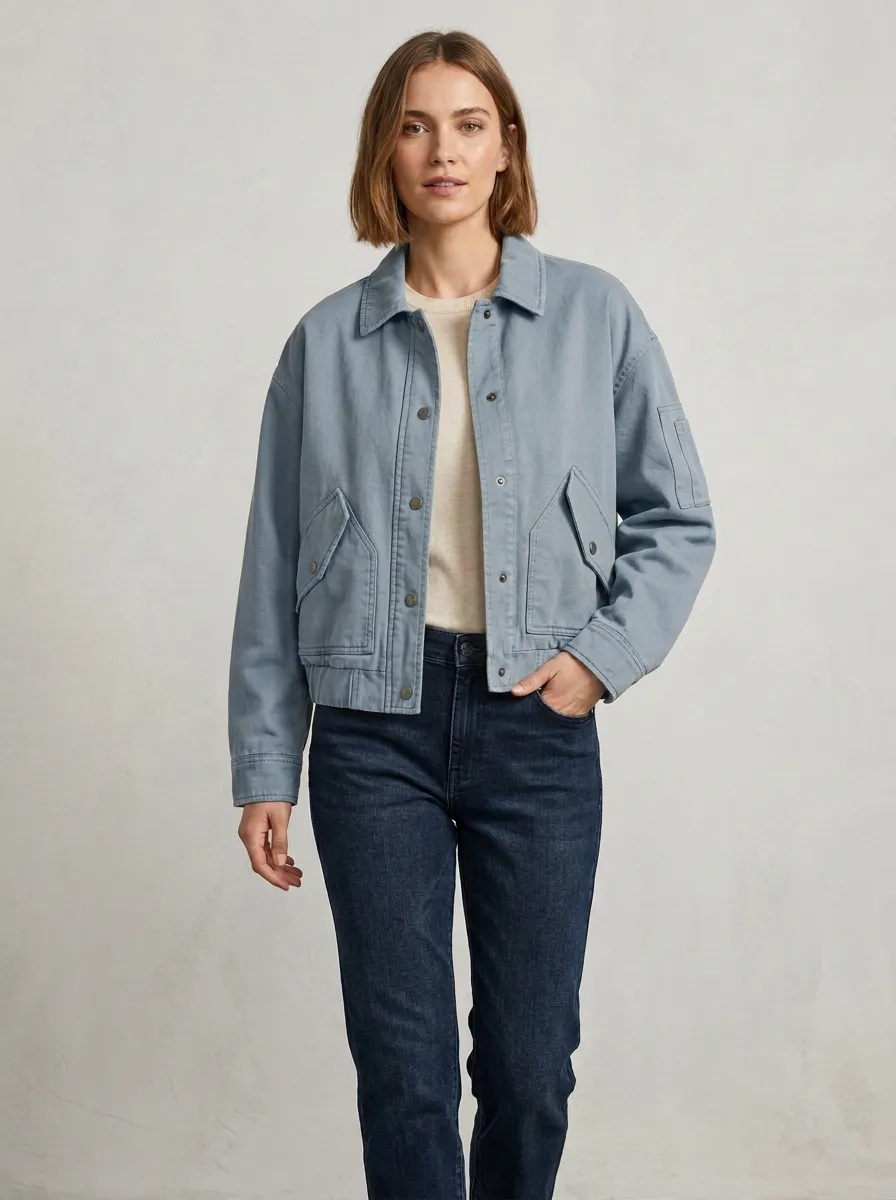 Utility Denim-Style Women's Casual Jacket