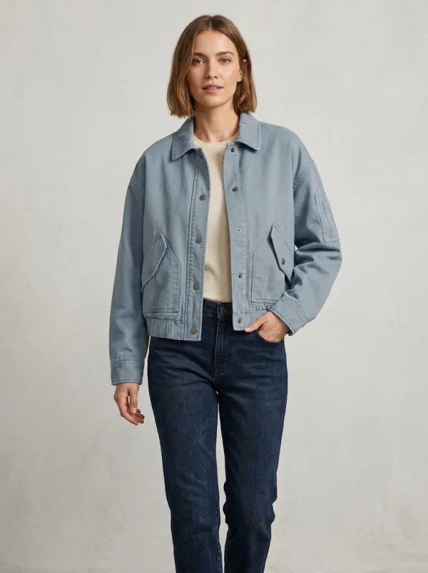 Utility Denim-Style Women's Casual Jacket
