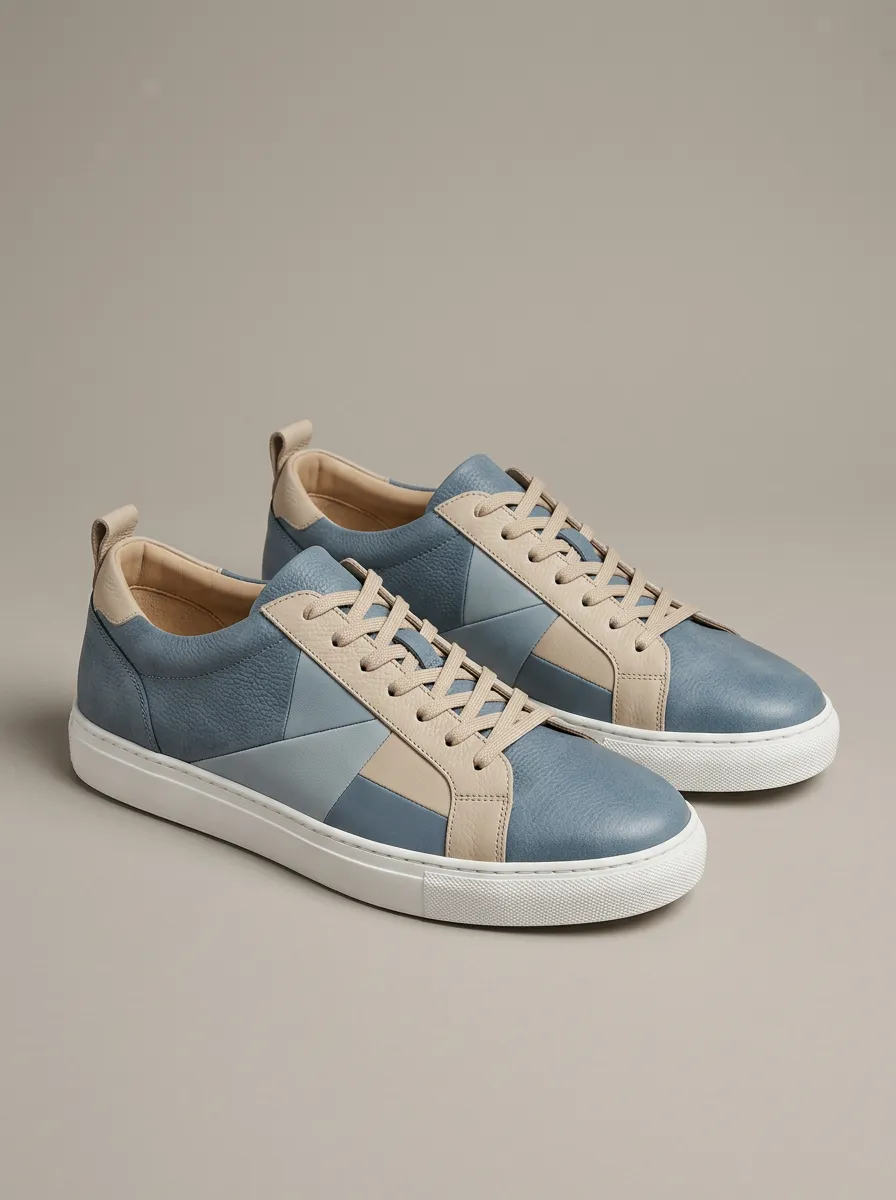 Men's Colorblock Leather Printed Casual Shoes