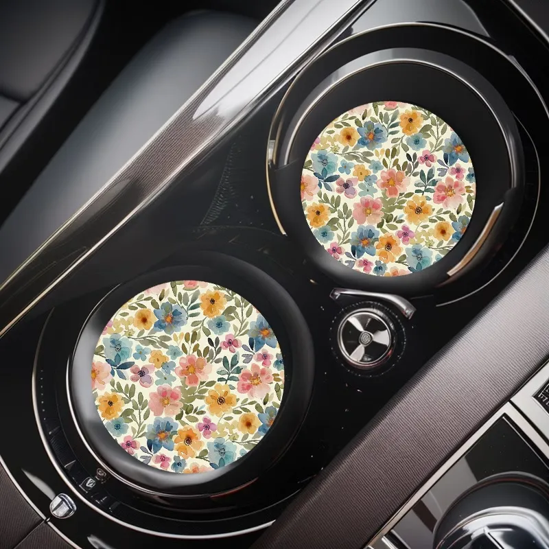 Watercolor Floral Car Coasters