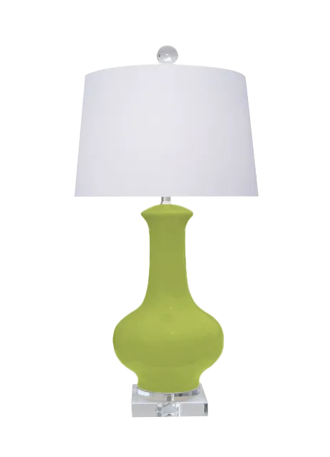 Gourd-Form Porcelain Drum-Shade Lamp