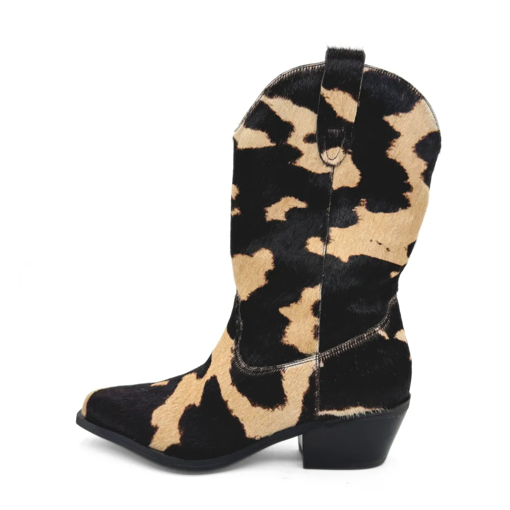 Pony Hair Cowboy Ankle Boots
