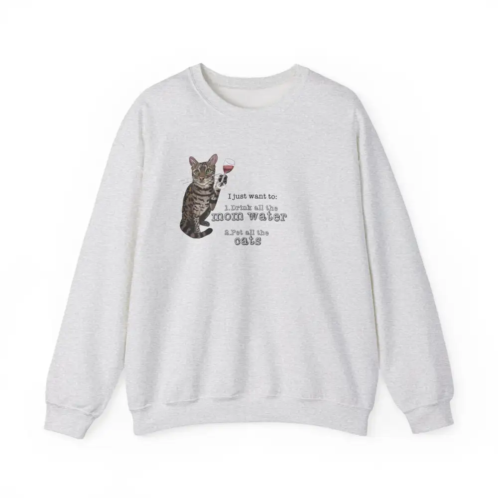 Cat Wine Humor Crewneck Sweatshirt