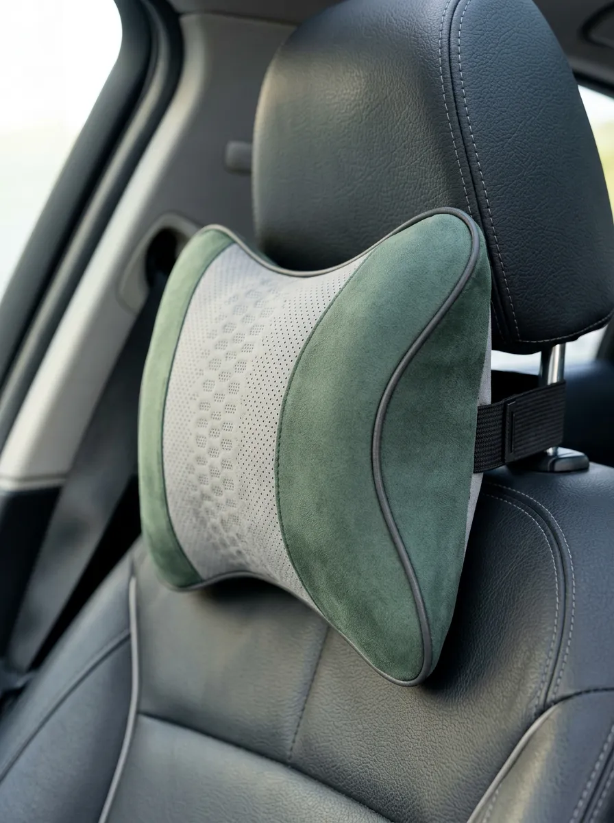 Neck-Support Suede-Look Honeycomb Car Neck Support Pillow