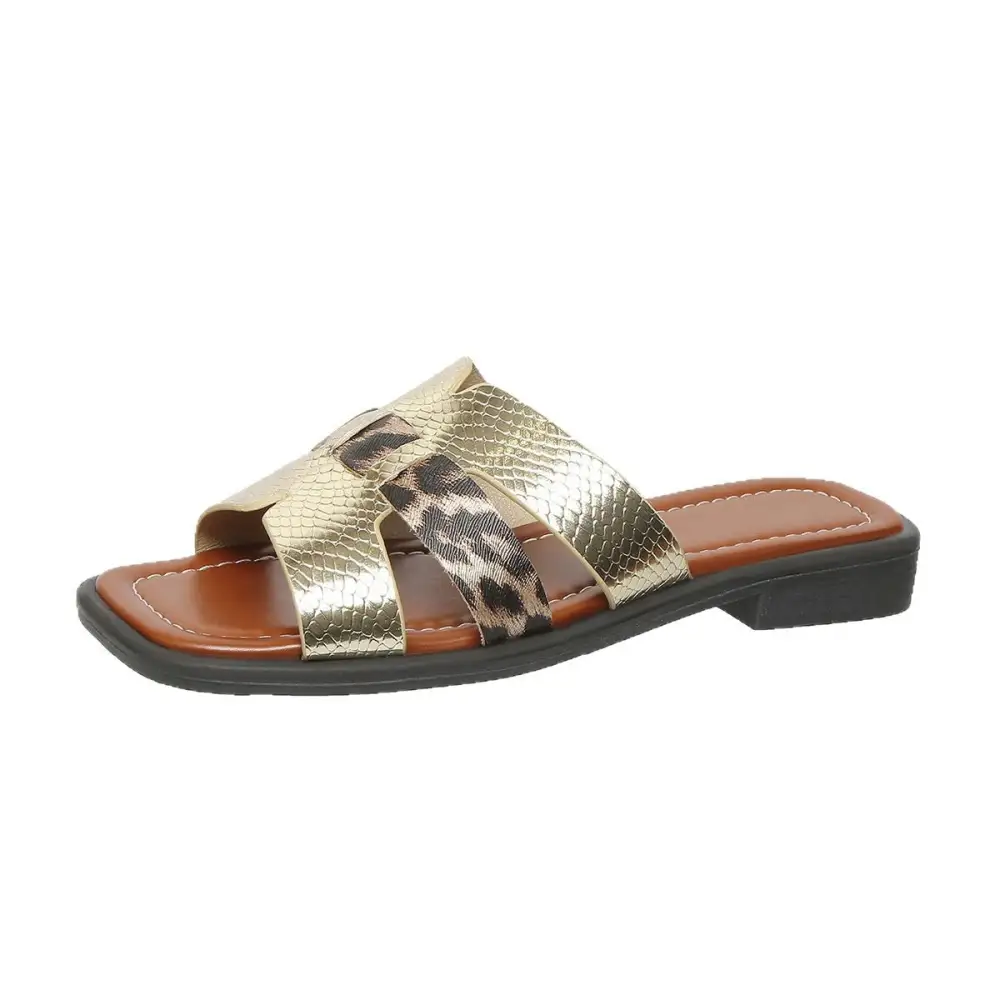 Square Toe Flat Sole Slide Sandals