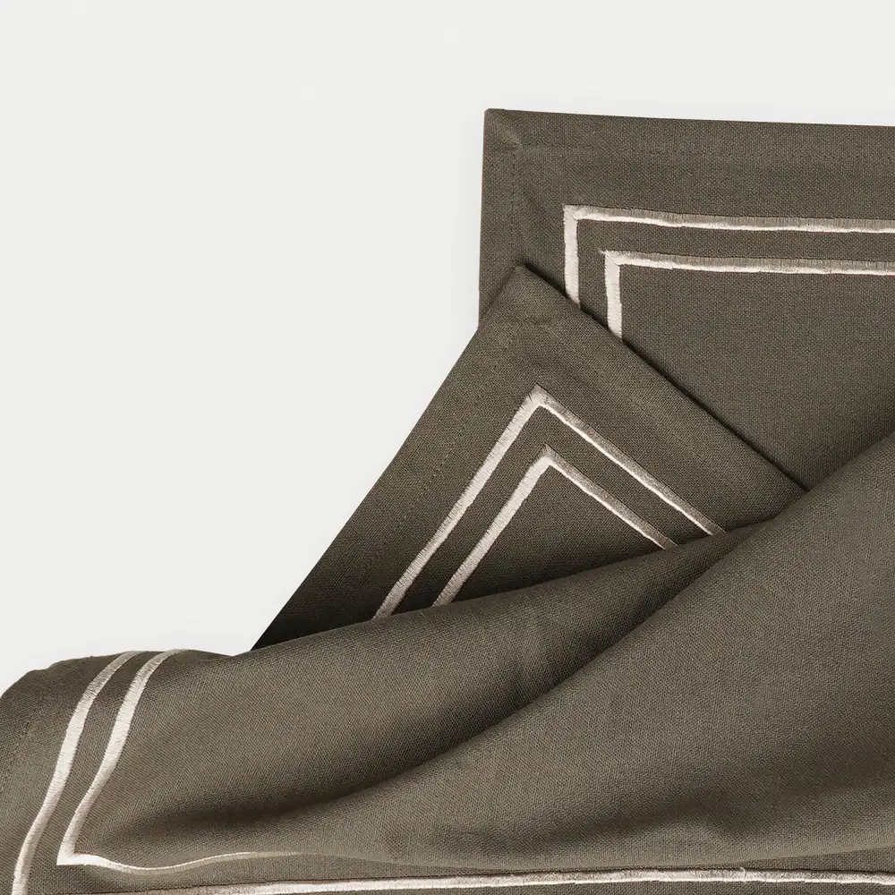 Taupe Embroidered Cotton Napkins