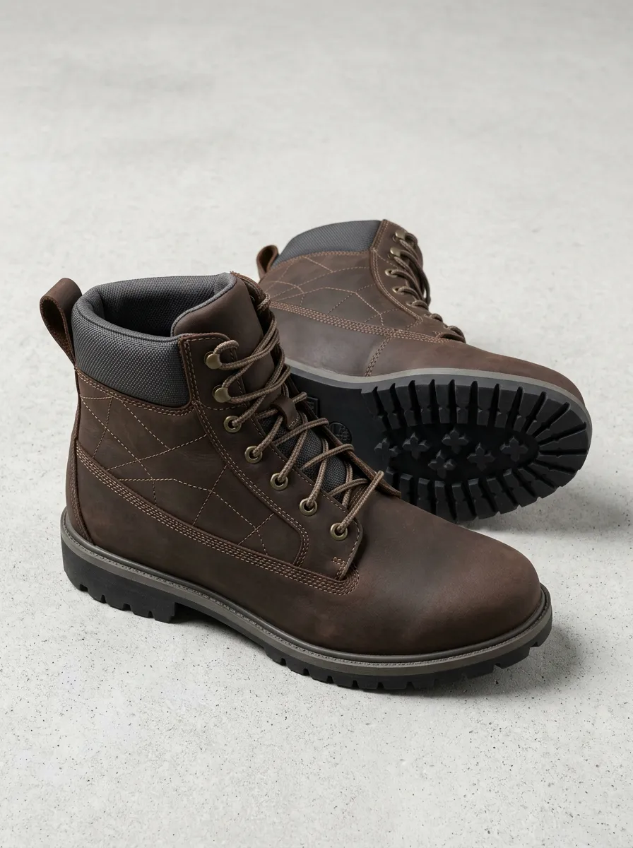 Unisex Geometric Quilted Pattern Print Work Boots