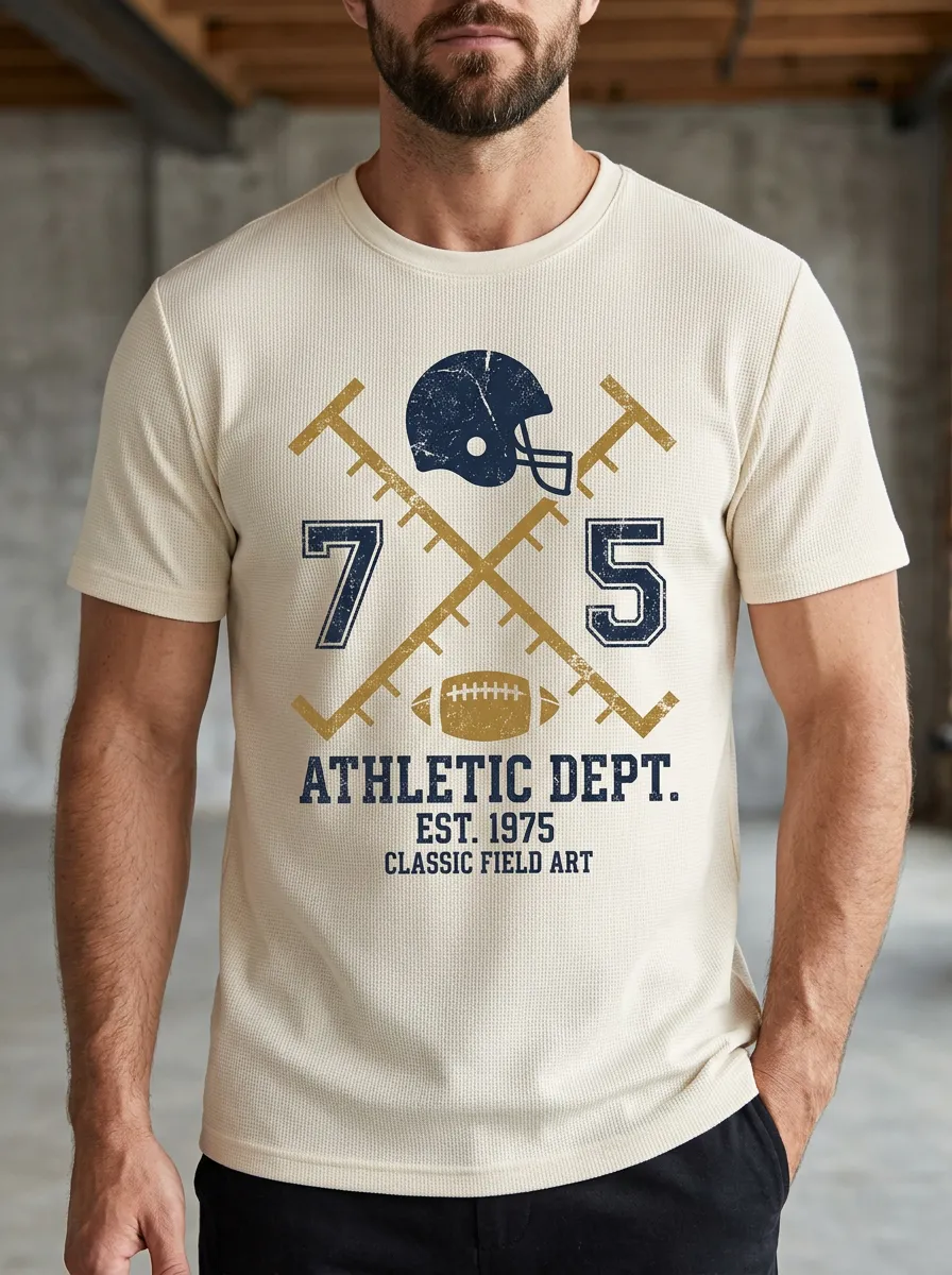 Men's American Football Lover 1975 Helmet Graphic Printed T-shirt