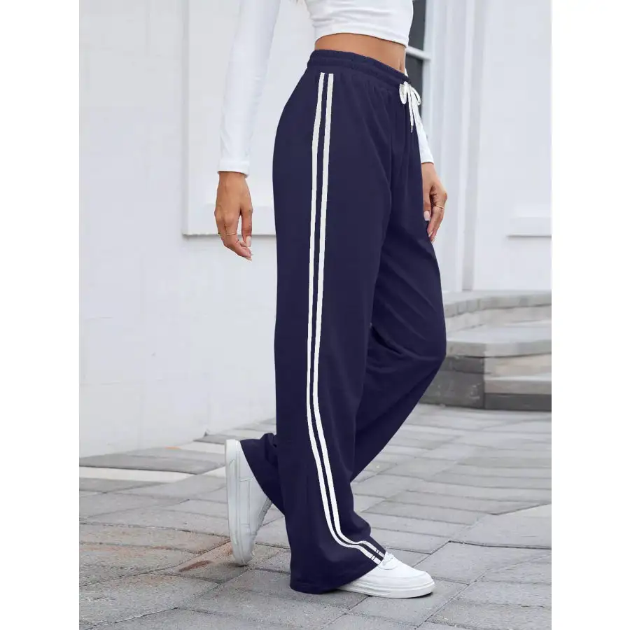 Side Striped Wide Leg Pants