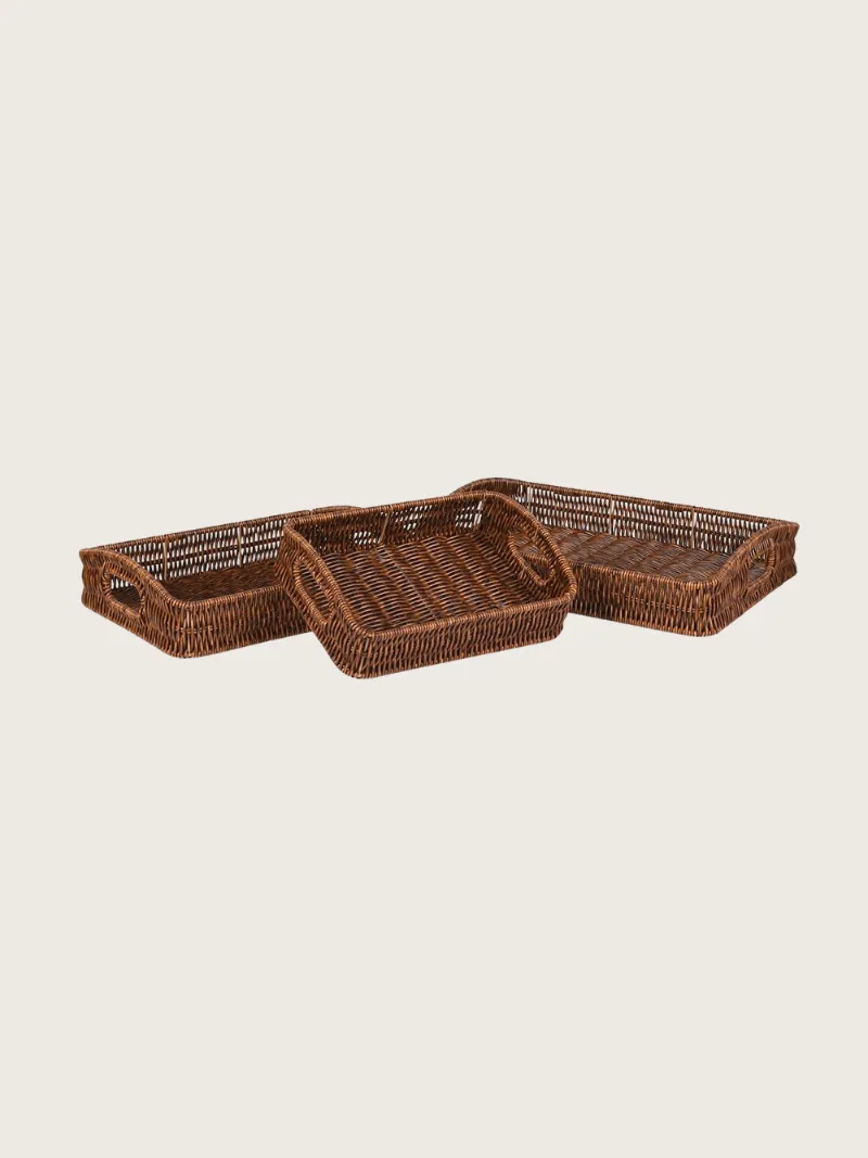 Faux Rattan Rectangular Tray