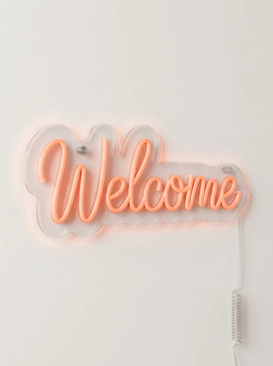 Structured Script Welcome Neon Sign