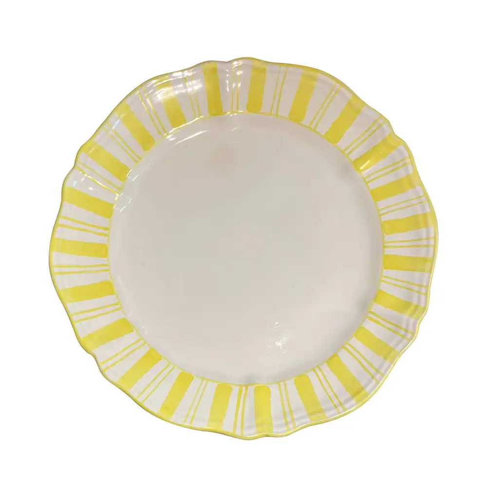 Striped Parasol-Inspired Ceramic Main Plate