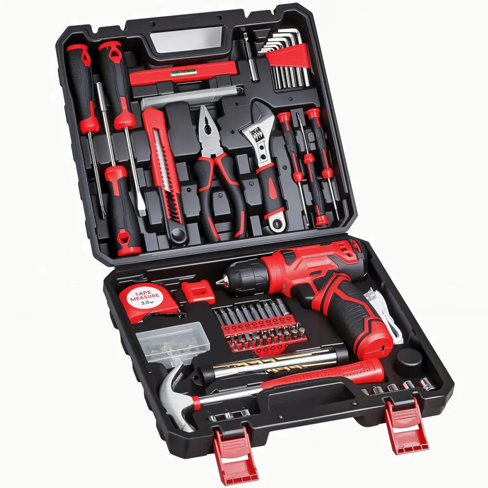 8V Cordless Drill Set, 132-Piece Home Tool Set for DIY & Home Improvement