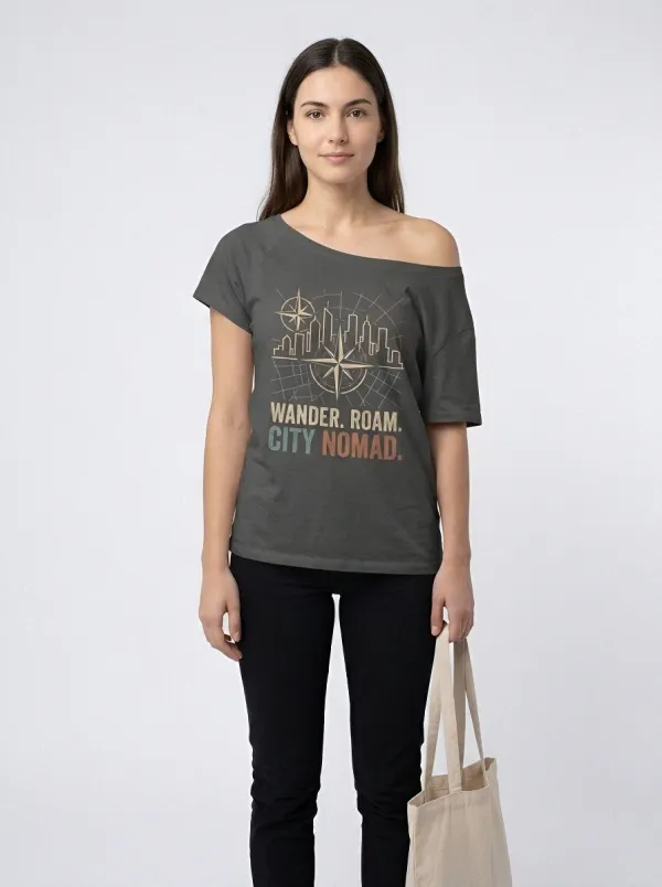 Women's Travel Lover City Skyline Compass Printed T-shirt