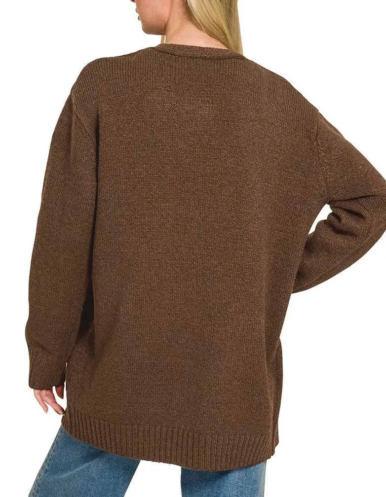 Relaxed Open Front Sweater Cardigan