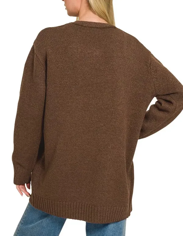 Relaxed Open Front Sweater Cardigan