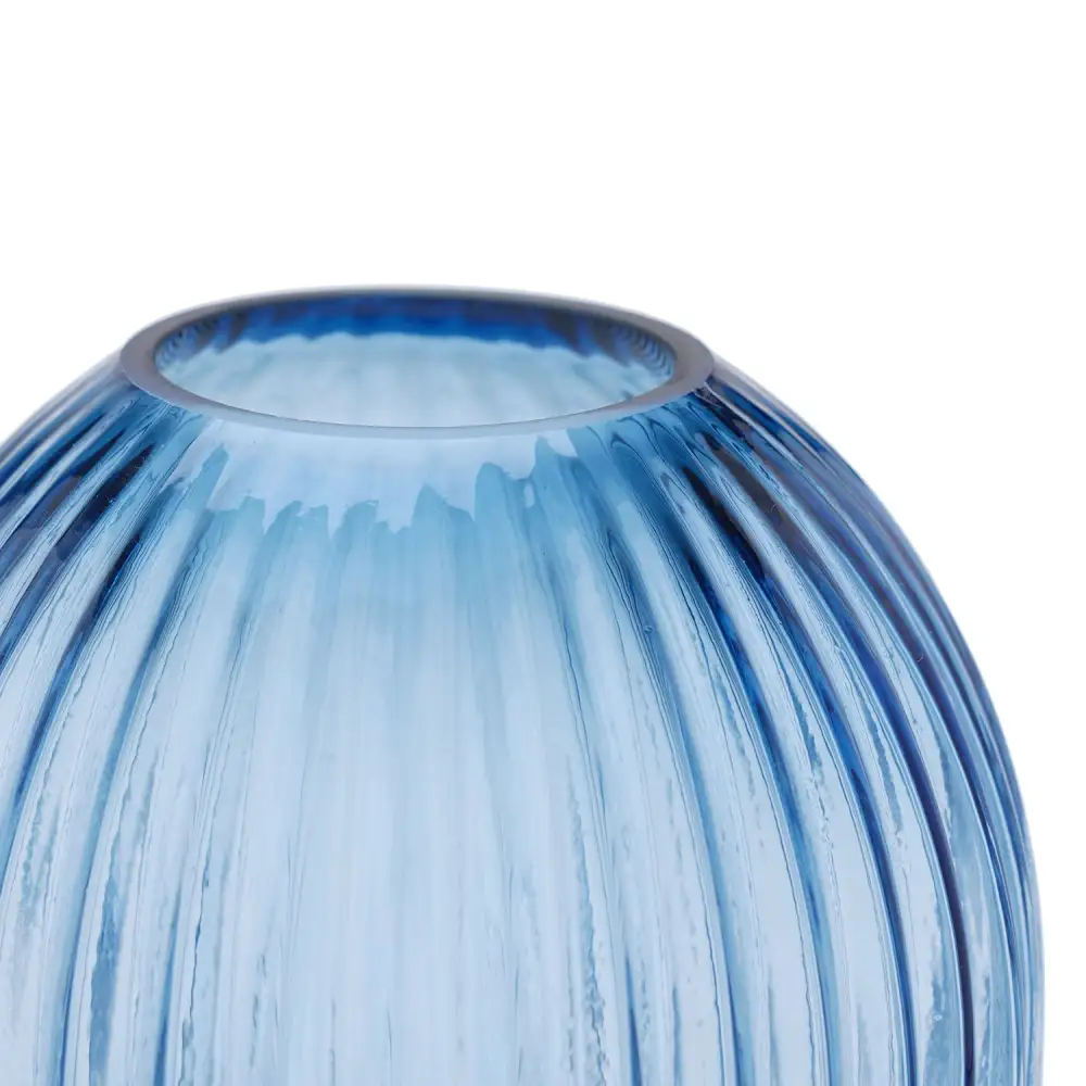 Navy Round Glass Vase