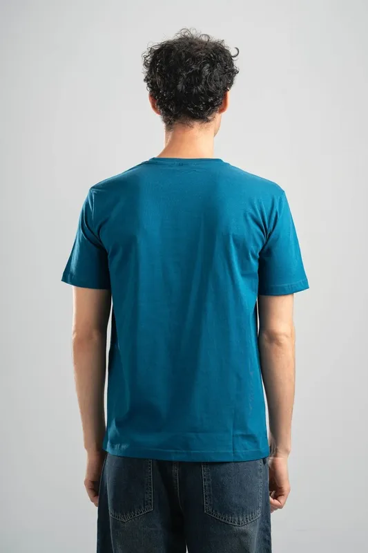 Ocean Blue Soft Cotton Crewneck Tee