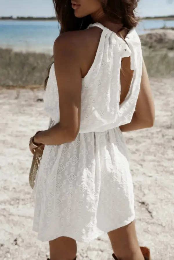 Lace Detail Tie Detail Cutout Detail Mini Dress