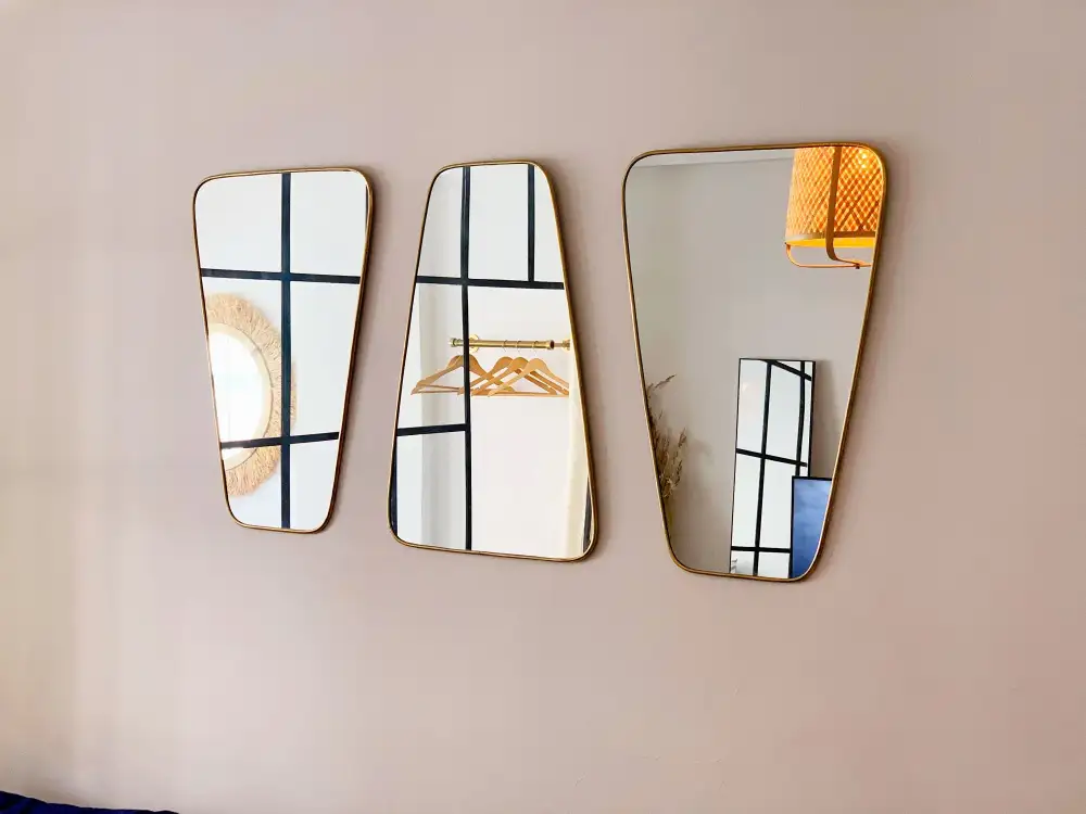 Geometric Triangle Brass Wall Mirror