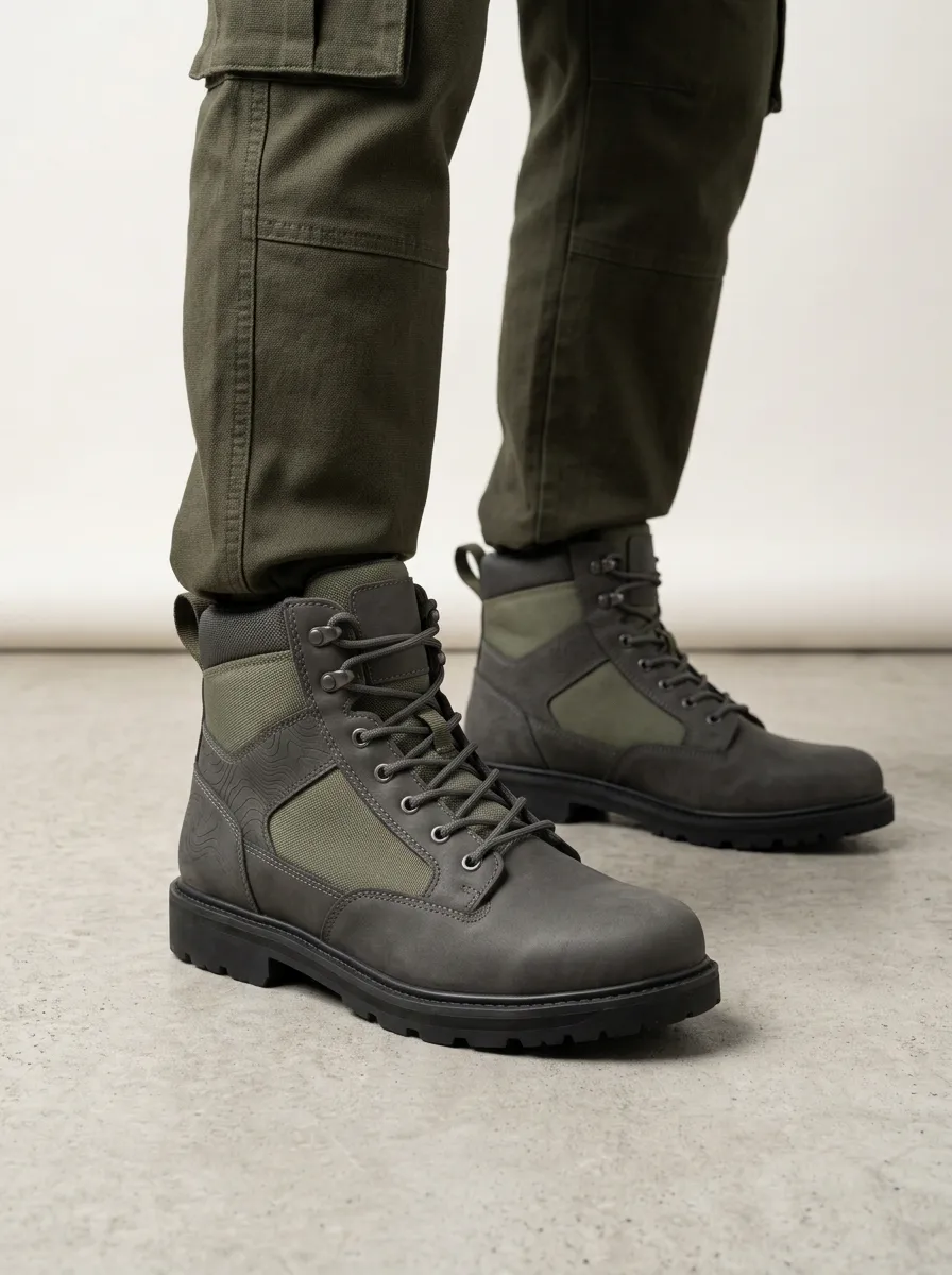 Unisex Everyday Outdoor Enthusiast Topographic Pattern Print Work Boots