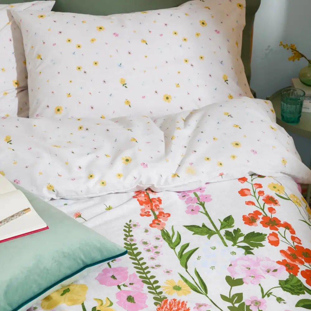 Classic Bedroom Reversible Floral Cotton Duvet Cover Set
