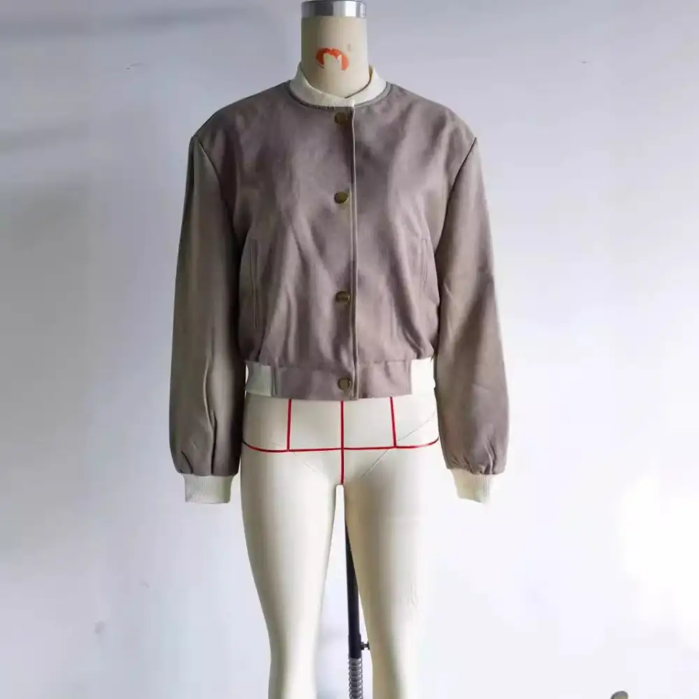 Varsity Cropped Snap Front Bomber Jacket