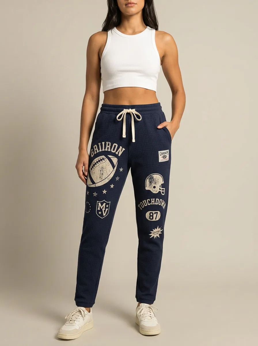 Women's Football Fan Gridiron Helmet Touchdown Printed Joggers