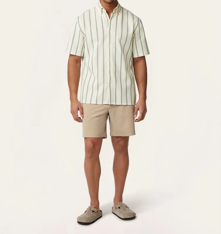 Short Sleeve Shirt Off White / Dark Green