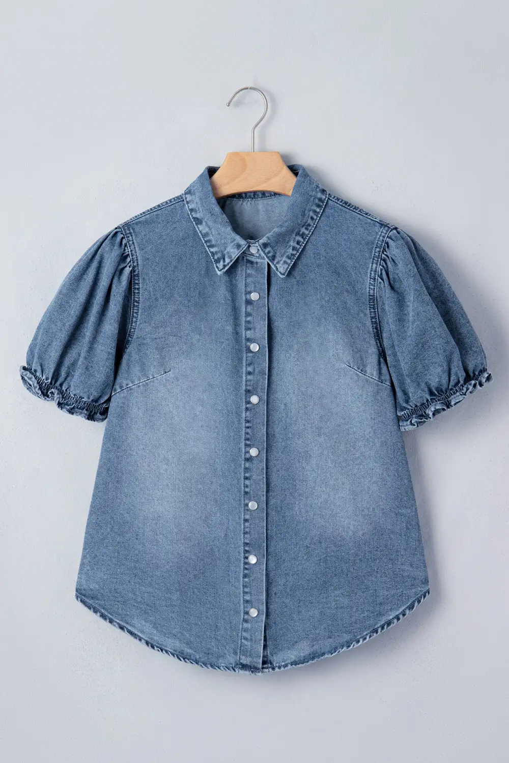 Frilled Button Front Short Sleeve Shirt Blouse