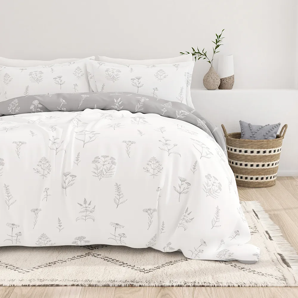 Botany Floral Pattern Reversible Duvet Cover Set