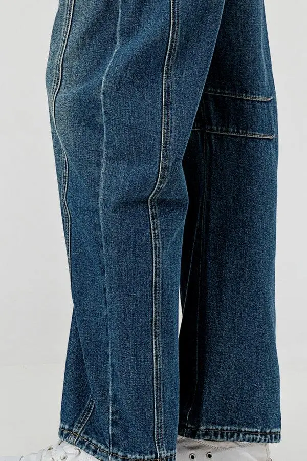 Relaxed Mid Rise Barrel Denim Pants