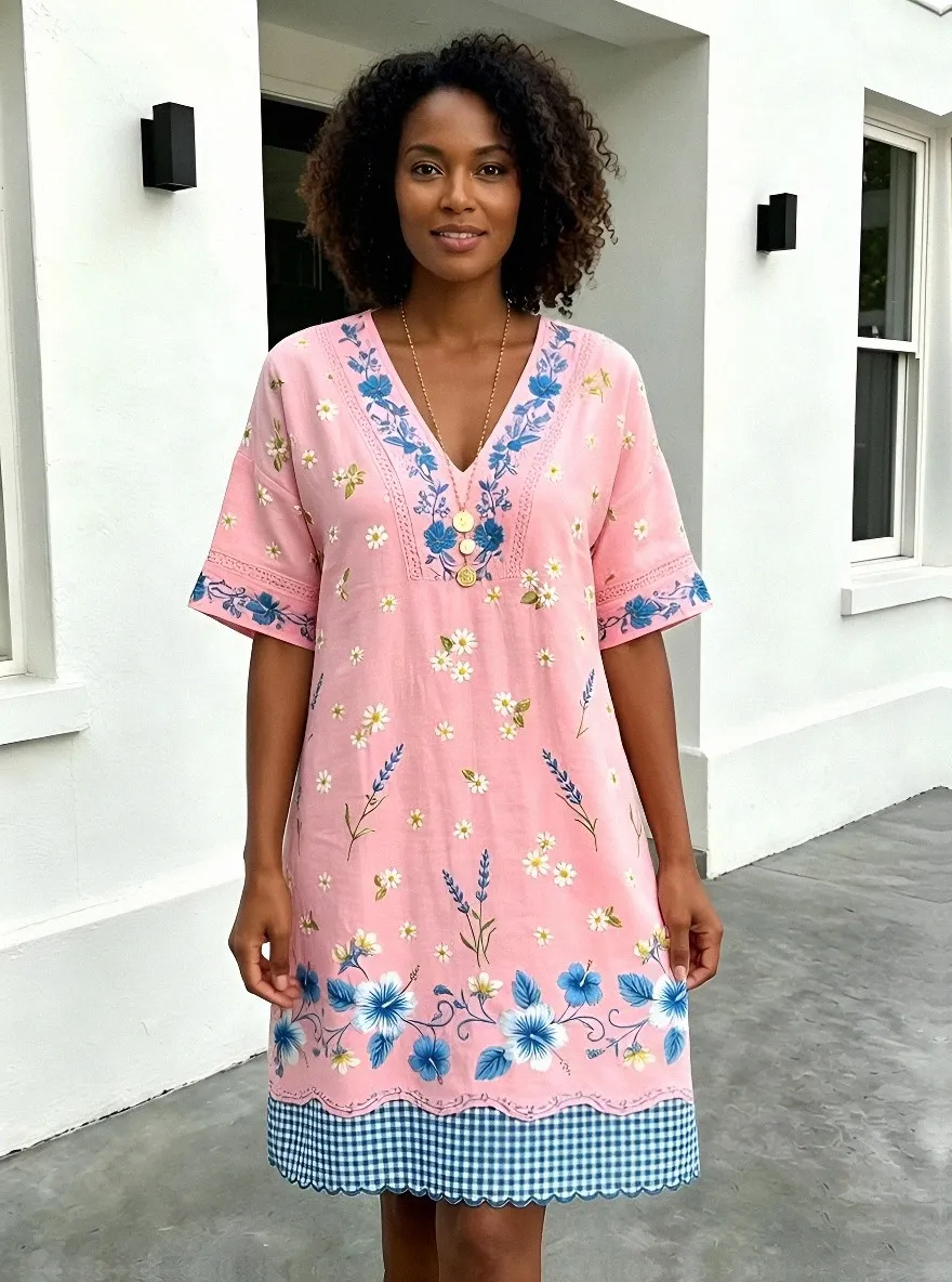 Women's Summer Vacation Daisy Hibiscus Floral Printed Dress