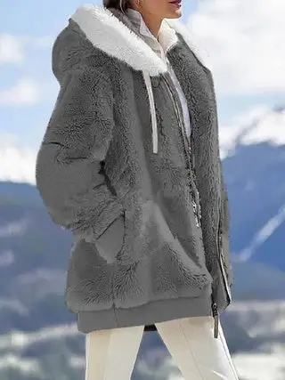 Oversized Hooded Plush Jacket