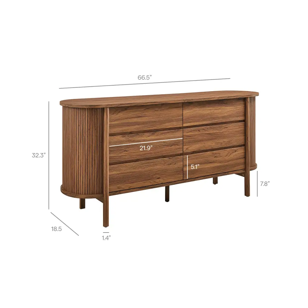 Six Drawer Curved Dresser