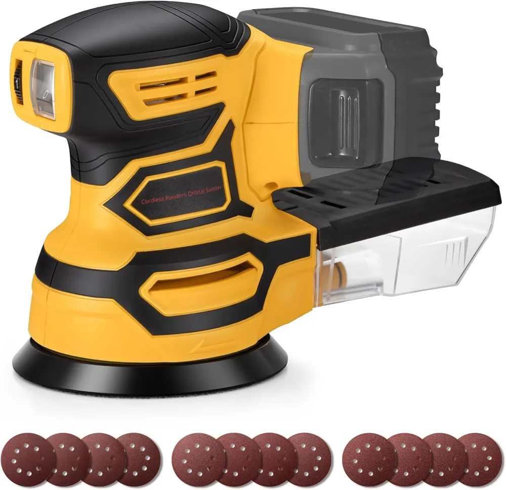 Cordless Orbital Sander for 20V Battery, Yellow