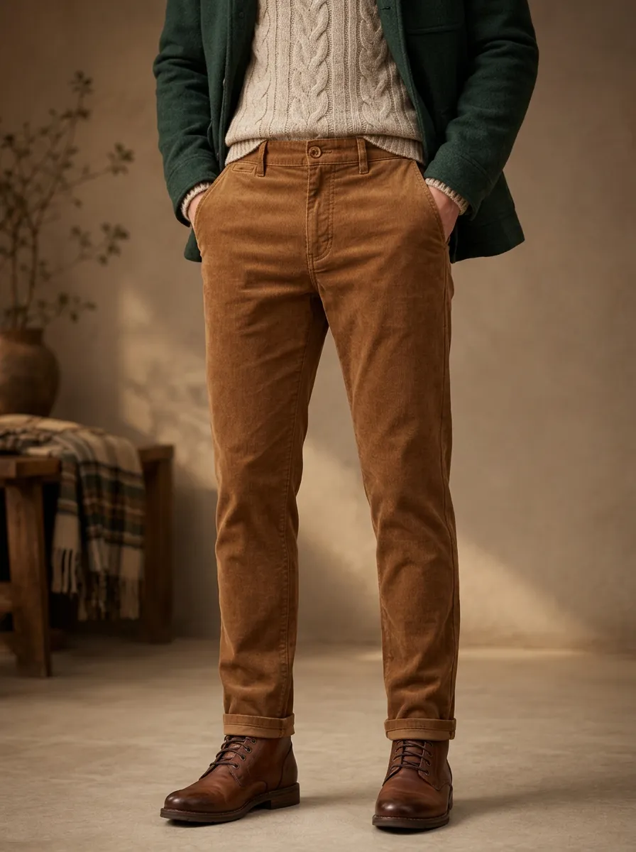 Men's Autumn Winter Relaxed-Wale Corduroy Pants