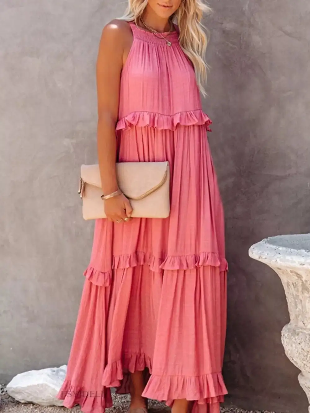 Classic Tiered Sleeveless Maxi Dress