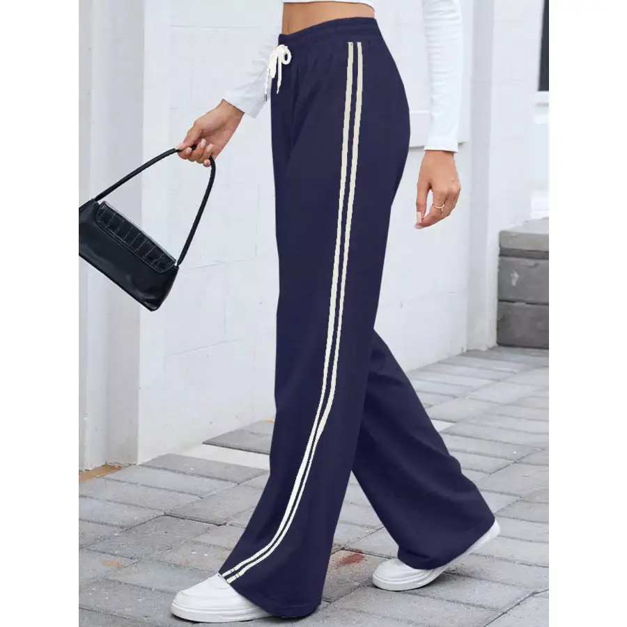 Side Striped Wide Leg Pants