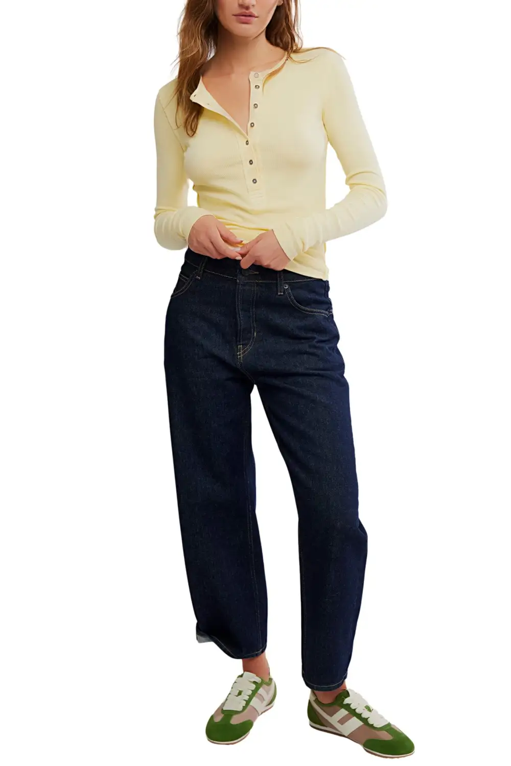 Henley Fitted Soft Stretch Long Sleeve Top