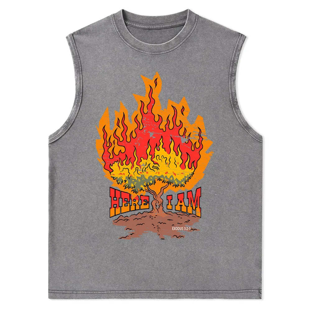 Here I Am Christian Washed Tank Top